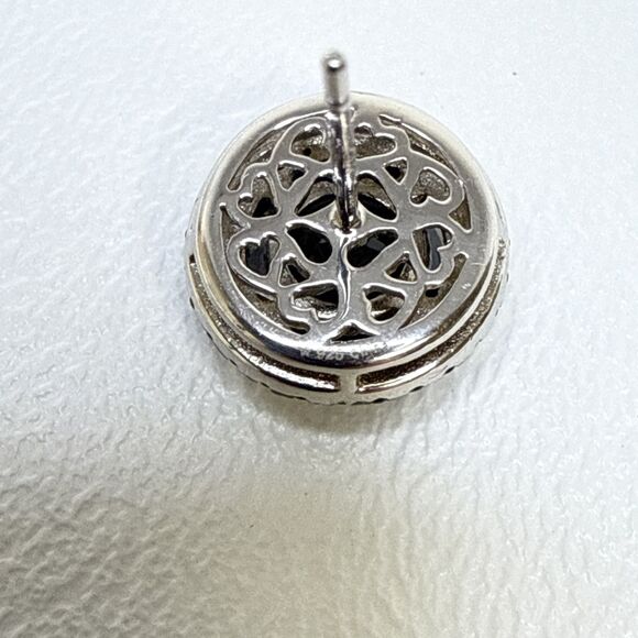 Sterling Silver Black Rhinestone Stud Earrings Black Rhinestone Halo - Picture 7 of 7